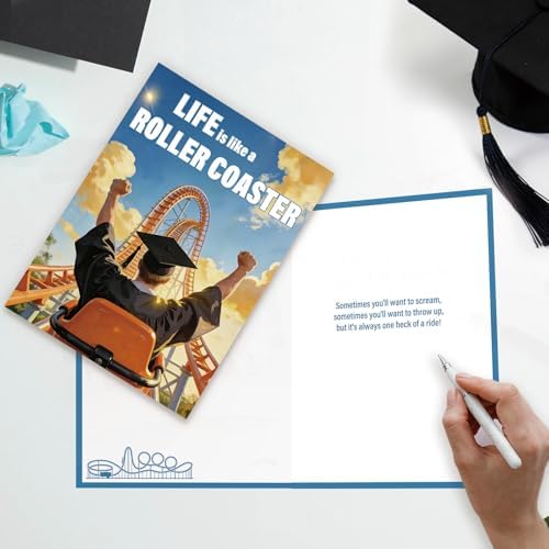 Life is Like a Roller Coaster Graduation Card – Funny Congrats Grad Card, Humorous Graduation Gift for Him or Her, High School or College Card with Envelope - Image 4