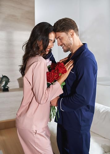 DAVID ARCHY Men's Pajama Set, Premium Combed Cotton Long Sleeve Sleepwear - Image 2