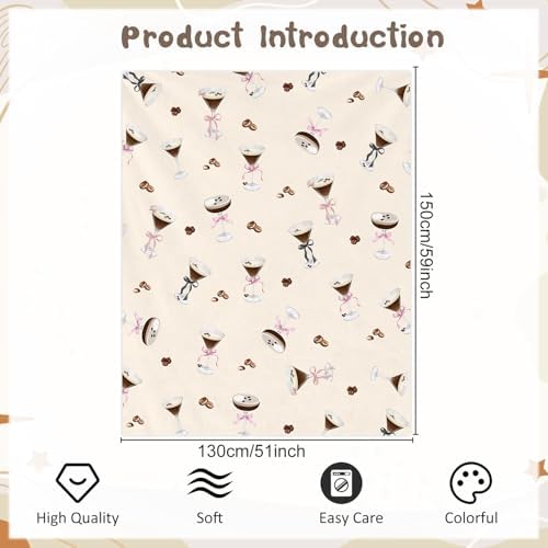 Wxiben Martini Bow Blanket Gifts - Tini Bit Older Birthday Flannel Blanket Brown Martini Cocktail Party Decorations for Women Bachelorette Tini Bar Party Bridal Shower Favors 60 x 50 Inches - Image 2