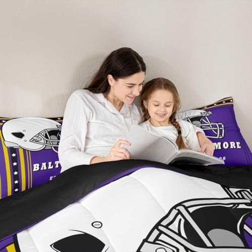 Erosebridal Football Bedding | Rugby Sport Gaming Queen Comforter Set, Inspired by Purple & Gold Sports Fans Team Colors, Football Decor for Boys Room - 1 Comforter 2 Pillowcases - Image 5