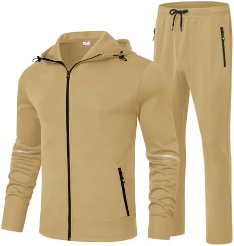 BGOWATU Men's Tracksuits Set Full Zip Jacket Hoodie Sweatsuit Running Sport Pants Outfits for Men with Zipper Pockets by BGOWATU