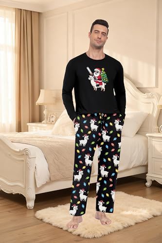 PrinStory Men's Pajama Sets Loungewear Sleepwear Pjs Lightweight Long Sleeve Shirts & Bottoms Soft Comfy Sleep Sets S-2XL - Image 3