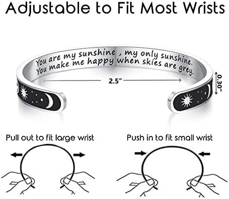 TONY & SANDY Inspirational Bracelets for Women Teen Girls Personalized Gifts for Daughter Granddaughter Mom Sister Friends Stainless Steel Engraved Cuff Birthday Easter Christmas - Image 4