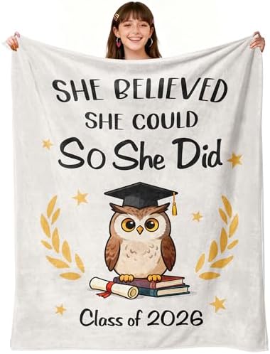 2026 Graduation Gift for Her, Graduation Throw Blanket 60"x50" by Uckoq