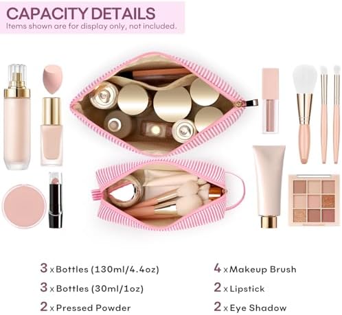 2 PCS Initial Makeup Bags for Women: Cosmetic Bag for Travel Toiletry - Birthday Gifts for 11 12 13 14 15 16 17 18 Years Old Girl Graduation Teacher Gift- Teen Girl Gifts Trendy Stuff - Pink G - Image 3