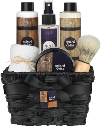 Freida & Joe Spiced Cedar Men's Spa Gift Basket- Self Care Gifts for Him by FreidaandJoe