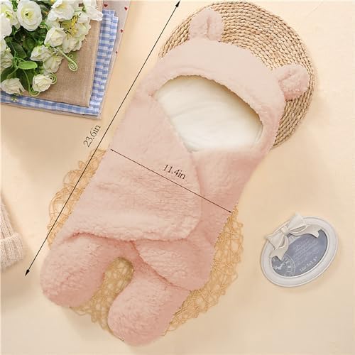 Nunibum Baby Swaddle Blanket Boys Girls Cute Bear Plush Essential Receiving Blanket Ultra-Soft Newborn Registry Sleeping Wraps for Infant 0-6 Months - Pink - Image 2