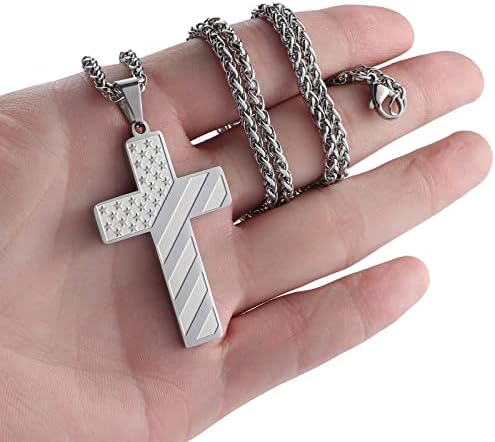 DuoDiner 18+2" Cross Necklace for Men Boys Christian Confirmation Gifts - Image 3
