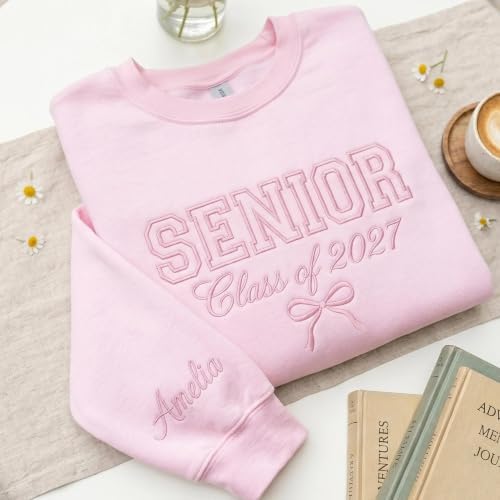 Chillever Personalized Embroidered Senior Sweatshirt, Custom Class of 2027 Sweater, Retro Graduation Gift for High School - Image 3