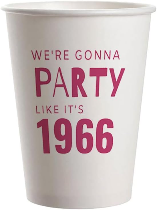 SharkBliss 1966 60th Birthday Party Cups 9oz Pink 20 Pack Disposable Cups – Party Like It's 1966