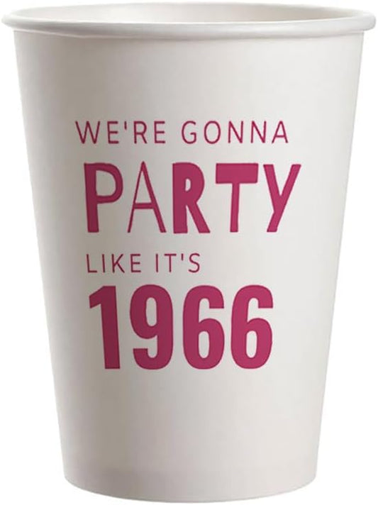 SharkBliss 1966 60th Birthday Party Cups 9oz Pink 20 Pack Disposable Cups – Party Like It's 1966