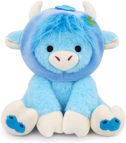 Blueberry Highland Cow Plush Toy-8inch Highland Cow Stuffed Animal by JIZWPOOM