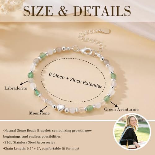 2026 Graduation Gift for Her, Graduation Bracelet Natural Stone Beads Bracelets Middle High School College 5th 8th Grade Grad Jewelry Gifts for Women Girls - Image 4