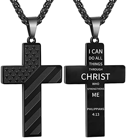 DuoDiner 18+2" Cross Necklace for Men Boys Christian Confirmation Gifts by Duodiner