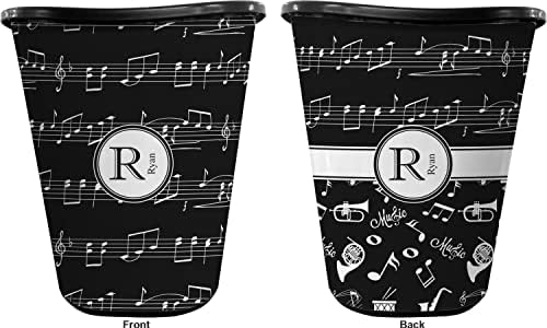 RNK Shops Personalized Musical Notes Waste Basket - Double Sided (Black) - Image 2