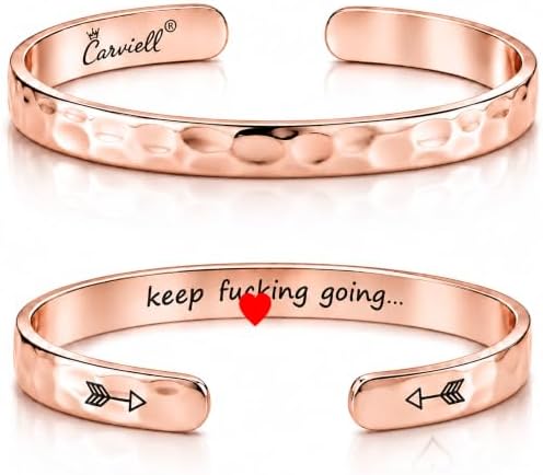 Carviell Bracelets for Women – 100+ Meaningful Engraved Messages – Solid 316L Surgical Stainless Steel Cuff Bracelet – Gift Ready by Carviell