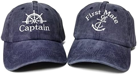 Embroidered Captain & First Mate Baseball Caps Set for Men Women by Enodtter