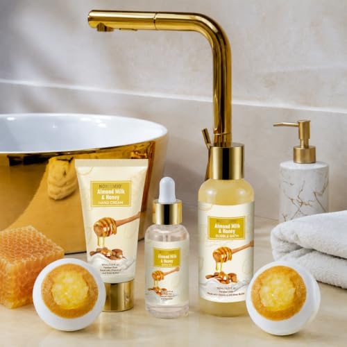 Spa Gift Basket for Women, 13pcs Almond Milk & Honey with Body Wash Christmas Gifts Set for Women - Image 4