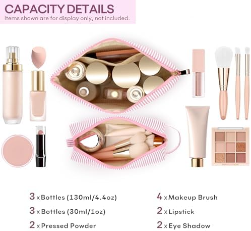 mibasies 2 PCS Initial Makeup Bags for Women: - Birthday Gifts for Teen Girls 11 12 13 14 15 16 Years Old - Preppy Trendy Stuff - Cosmetic Bag for Travel Toiletry - Pink A - Image 3
