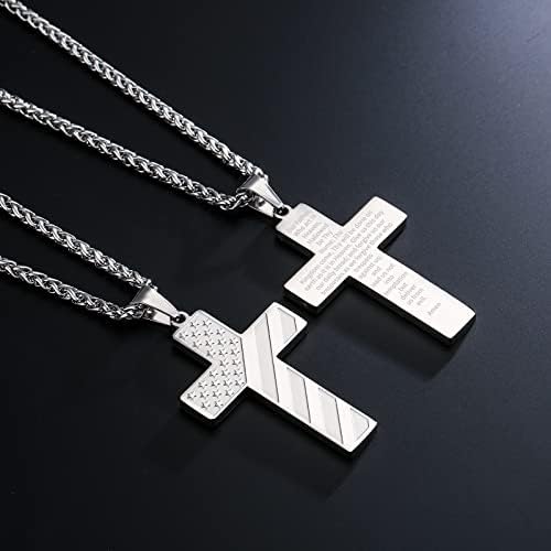 DuoDiner 18+2" Cross Necklace for Men Boys Christian Confirmation Gifts - Image 4