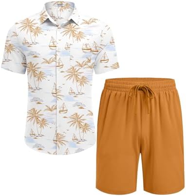 COOFANDY Men's Hawaiian 2 Piece Outfits Floral Button Down Shirt and Shorts Vacation Outfits Summer Beach Matching Set - Image 5