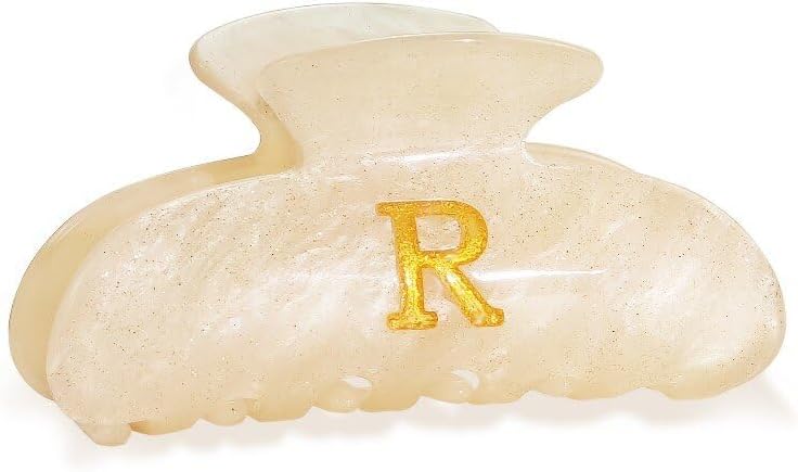 Acrylic Letter Hair Clips for Women - Monogram Hair Claw Alphabet Large Hair Clip, Fashion Glitter Claw Clips Elegant And Durable Hair Accessory, Letter R by Fohufo