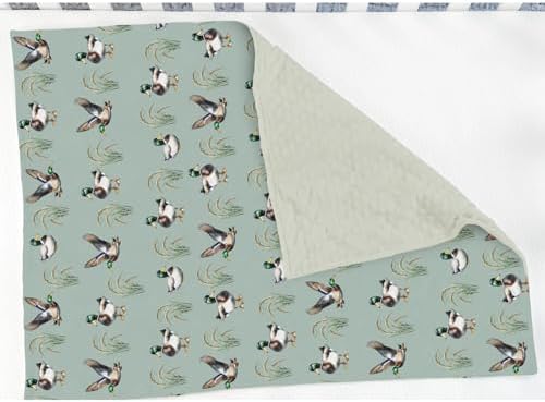 Green Mallard Ducks Baby Blankets for Girl Boy Duck Hunting Season Soft Mink Dotted Backing Double Layer Swaddle Receiving Blanket for Toddler Nursery Lake Wild Ducks Hunter Nursery Bed Blanket 30x40 - Image 3