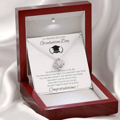 VIRAGIL 2023 Graduation Gifts for Her, Class of 2024 Love Knot Sterling Silver Pendant Necklace Senior College Graduation Jewelry Gifts for Girl Daughter - Image 3
