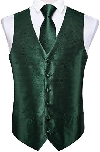 DiBanGu Mens Vest and Tie Set Formal Paisley Waistcoat and Necktie Pocket Square Cufflinks Silk Suit Vest for Tuxedo Wedding - Image 3
