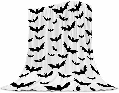 Halloween Bat Throw Blanket Super Soft Warm Bed Blankets for Couch Bedroom Sofa Office Car, All Season Cozy Flannel Fuzzy Blanket for Girls Boys Adults, 80"X60" by ubnlkto