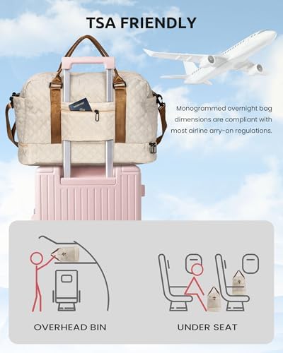 Gifts for Girls Women-Initial Duffle Bag with Shoe Compartment - Image 4