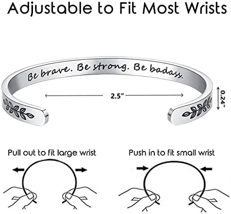 TONY & SANDY Inspirational Bracelets for Women Teen Girls Personalized Gifts for Daughter Granddaughter Mom Sister Friends Stainless Steel Engraved Cuff Birthday Easter Christmas - Image 4