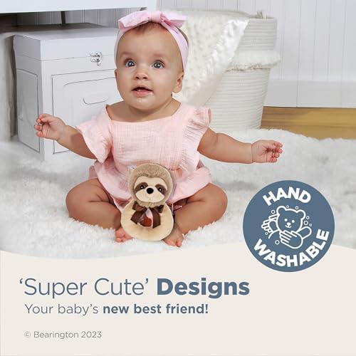 Bearington Collection Baby Lil’ Speedster, 5.5 Inch Sloth Plush Stuffed Animal Soft Ring Rattle, Sloth Baby Stuff - Image 3