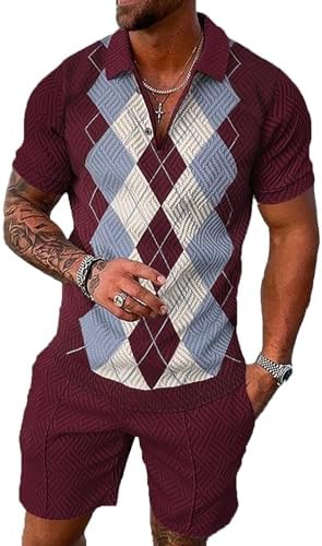 BIRW Men‘s Track Suits 2 Piece Summer Short Sets Outfits Fashion Polo Shirt Casual Short Sleeve and Shorts set by BIRW