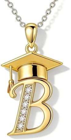 Graduation Gifts for Women, 18K Gold Graduation Initial Necklace A-Z, Inspiring Grad Pendant Necklace Present, College Seniors High School Graduations Jewelry Gifts by VyrnissJewelry