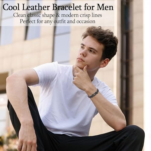 Graduation Gifts for Him, Class of 2026 5/6/8th High School College Master Graduation Gifts for Son, Grandson, Nephew, Brother, Cool Infinity Knot Leather Bracelets for Men Boys - Image 4