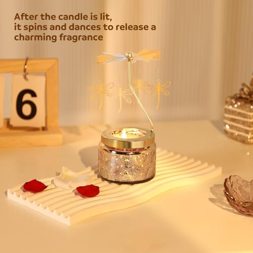 Curimama Rose Dragonfly Rotating Candle Gift for Women Mom - Image 3