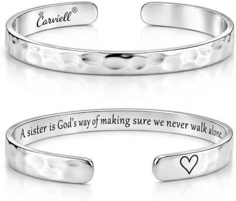 Carviell Bracelets for Women – 100+ Meaningful Engraved Messages – Solid 316L Surgical Stainless Steel Cuff Bracelet – Gift Ready by Carviell