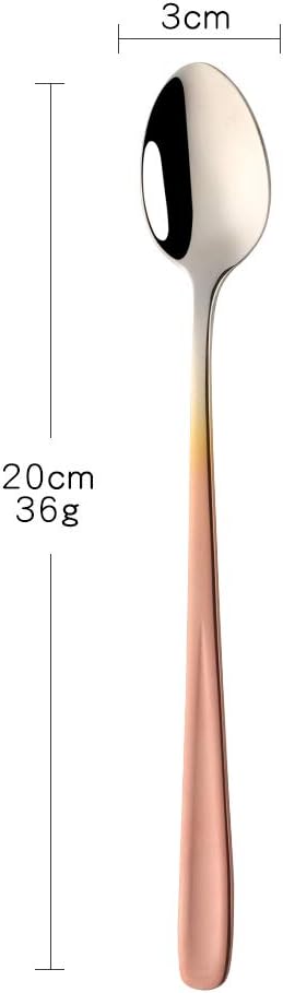 Buyer Star Long Handle Iced Tea Spoons, 8 inch 18/10 Heavy Duty Coffee Spoon Sets for Mixing, Cocktail Stirring, Tea, Coffee, Milkshake, Cold Drink (Gradient Rose Gold)