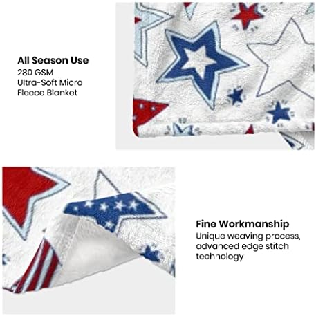 Patriotic Throw Blanket - 4th of July Memorial Day Independence Day American Flag Stars & Stripes Blankets - Red White Blue Plush Flannel USA Throw for Kids Boys Girls Couch Sofa Bed 40x50 Inches - Image 5