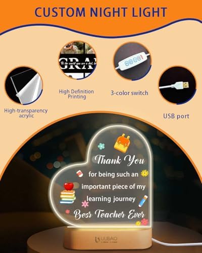 Personalized Graduation Gifts Custom Photo Name Night Light LED Table Lamp for 2026 University High School Senior Keepsake(Thank You 1) - Image 5
