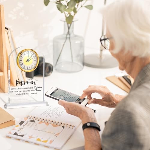 Landical Retirement Clock Gifts for Men Women Happy Desk Acrylic Clock - Image 5