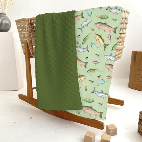 Fishing Baby Blankets for Girl Boy Freshwater Fishes Lures Soft Mink with Dotted Backing Double Layer Swaddle Receiving Blanket for Toddler Lake Outdoors Fishing Lovers Gift Nursery Bed Blanket 30x40 - Image 6