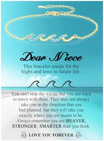 Wave Bracelet Gifts for Women, Silver Gold Waves of Life Bracelet Christmas Birthday Gift for Friend Daughter Mom Granddaughter Niece Bestie BFF Sister by Unknown