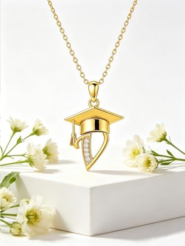 Graduation Gifts for Women, 18K Gold Graduation Initial Necklace A-Z, Inspiring Grad Pendant Necklace Present, College Seniors High School Graduations Jewelry Gifts - Image 4