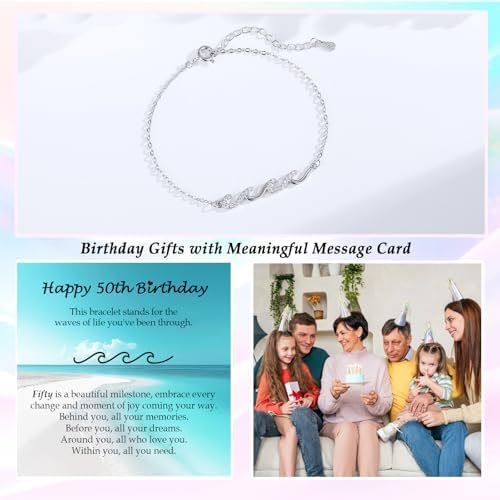 Gifts for Women, Cool Waves Bracelet Christmas Birthday Gift for Happy Birthday 21st, 30th, 40th, 50th, 60th Birthday Gift Ideas for Women Ladies Bestie Friend Sister Mom Daughter Wife Grandma - Image 2