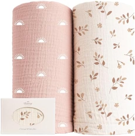 Konssy Muslin Swaddle Blankets, 100% Cotton Receiving Blankets, 47"x 47" by Konssy