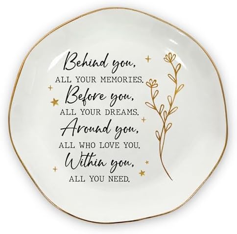 OASSIE Graduation Gifts for Women Her - 4"x4" Ceramic Jewelry Dish Tray by Oassie