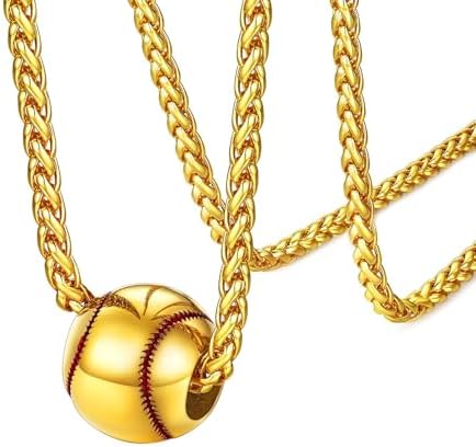 FaithHeart Sports Necklace for Men Women, Stainless Steel Gold Plated 3D Football/Soccer/Basketball/Volleyball Pendant Jewelry with Delicate Gift Packaging by FaithHeart