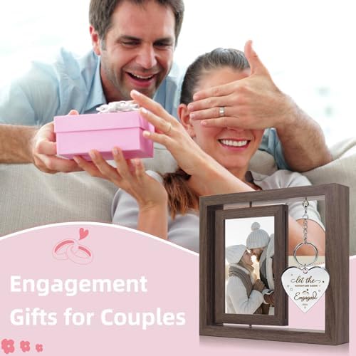 Engagement Gifts for Couples - Let The Adventure Begin Engagement Picture Frame, Cool Wedding Engagement Gift for Newly Engaged Couples Women 2026, 4x6 Rotating Floating Engaged Frame - Image 7